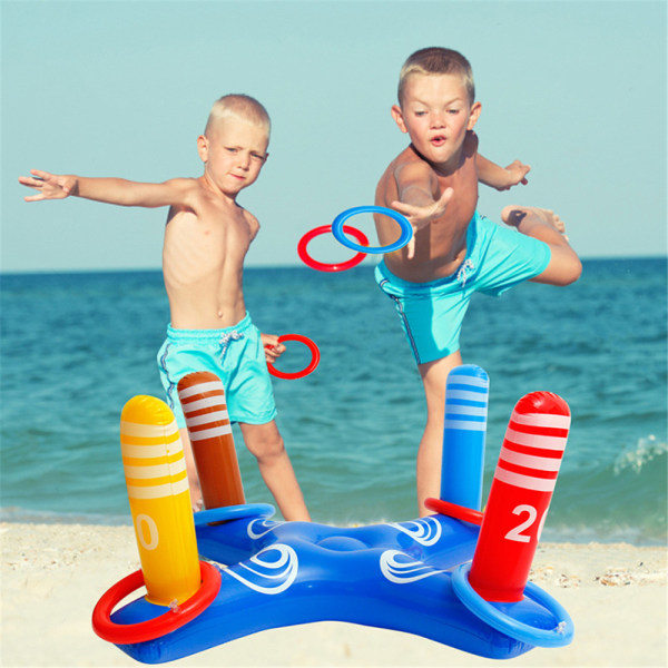Pool Leksaksspel Set Uppblåsbar Cross Ring Toss Game Party Barn