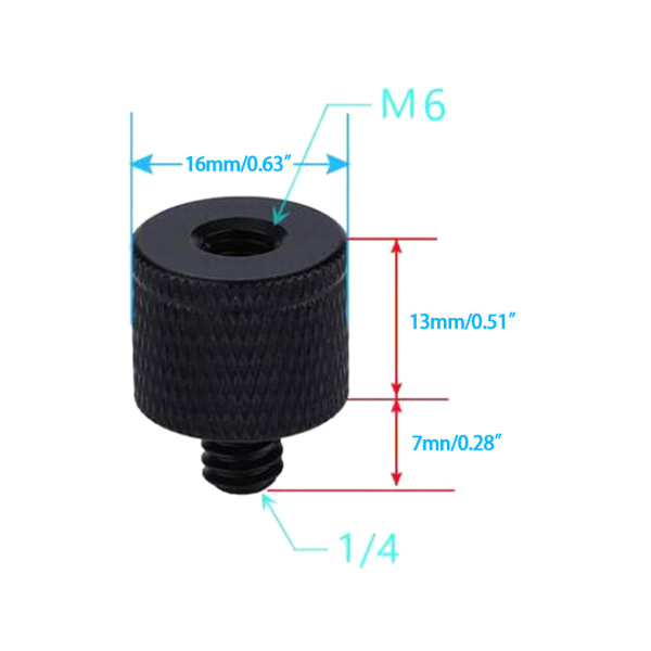 2 stk. DSLR Kamera Skruer 1/4 til M4 M5 M6 M8 M10 M12 Konverteringsskrue 1/4 Montering Adapter Skrue til Projektor Stativ Lys Stativ A32