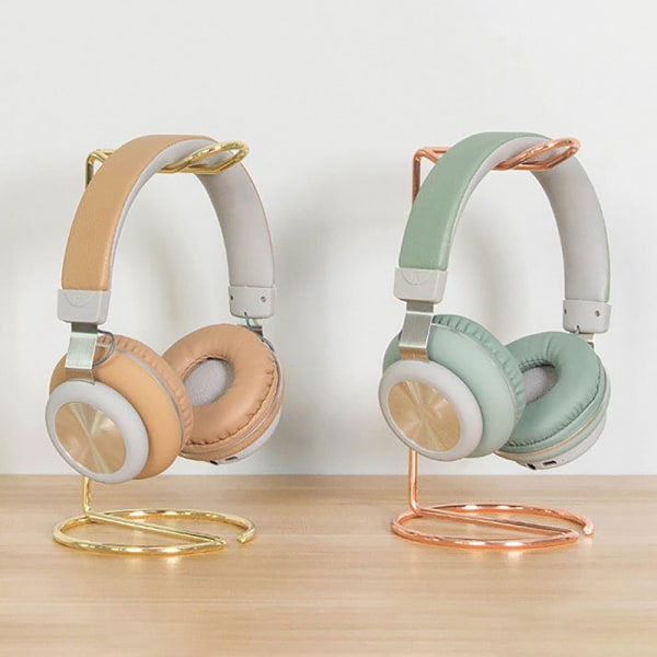 Metallstöd Headsetställställ Trådlösa Bluetooth hörlurar Guld