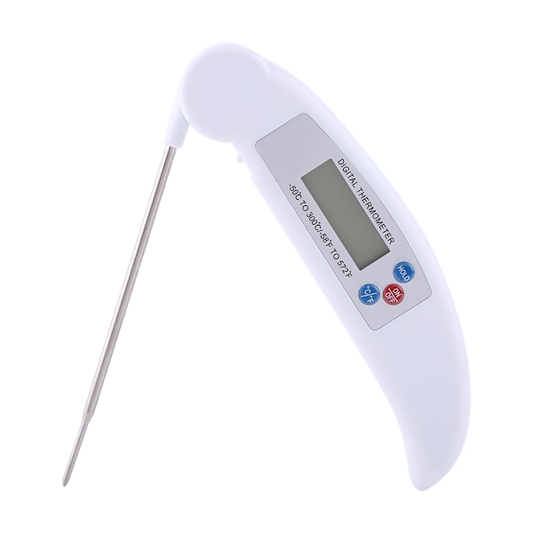 Vikbar LCD Digital Matlagningstermometer för Kök, Grill, Kött - Vit