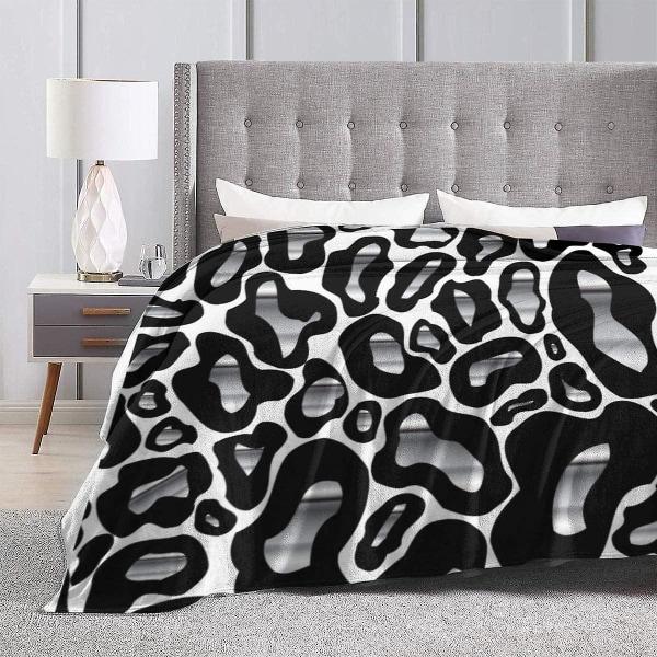 Krom og svart leopardgepard Dyreprint teppe Myk flanellfleece Varm teppe for sofa, seng, sofa, stol, kontor, reiser, camping-r424 50x40in 125x100cm