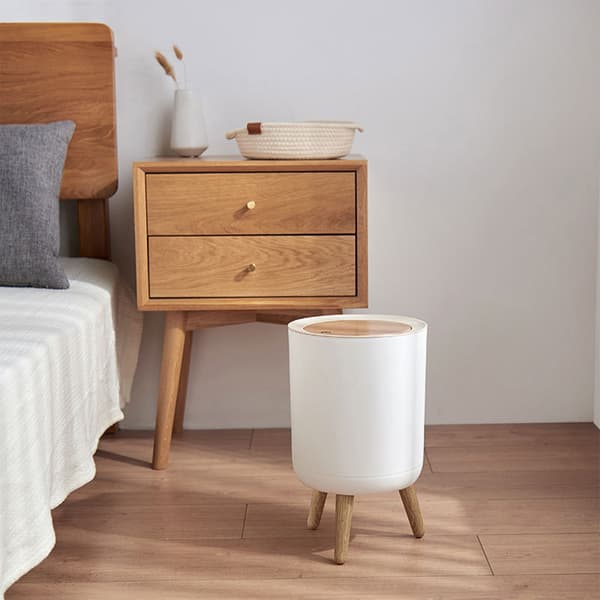 7L Søppelbøtte med lokk, Multifunksjonell husholdningsavfallsbeholder White Tabletop