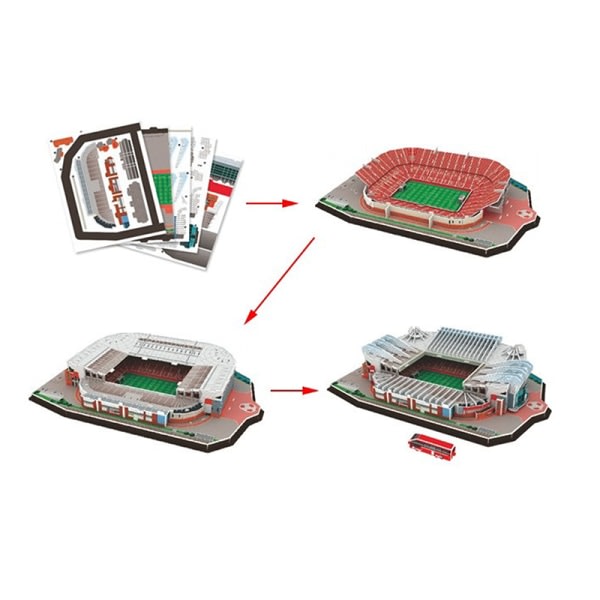 DIY 3D-pussel fotbollsstadion monterad modell gåva OLD TRAFFORD