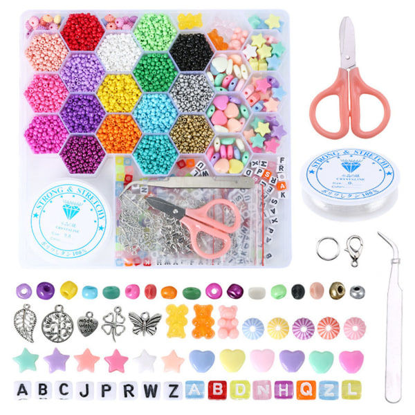 DIY färgglada pärlor Set Handgjorda pärlarmband gör tillbehör för barn flickor 4000PCS