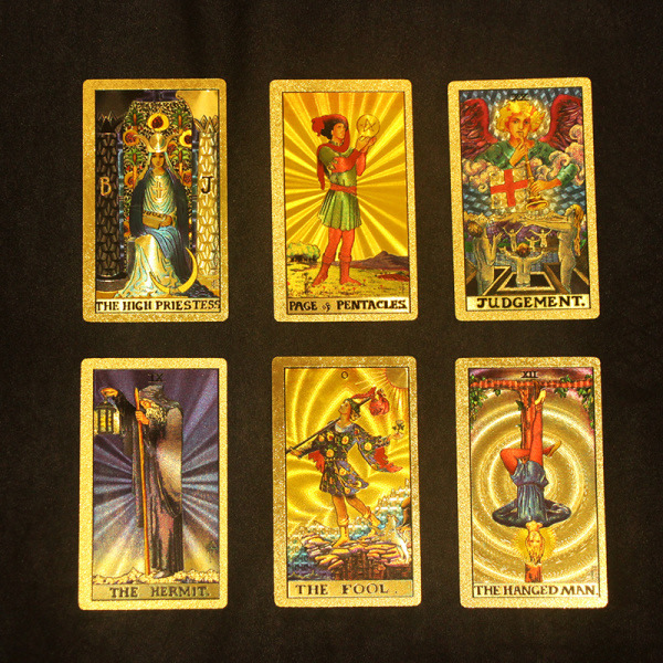 Luksuriøs gullfolie Tarot Oracle Card Divination Fate Høy kvalitet Gull En størrelse Gold one  size