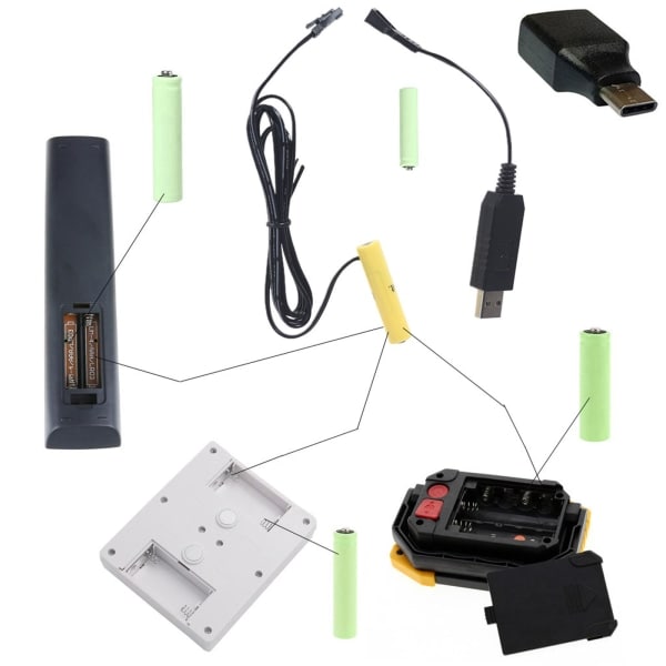 Typ C/ USB Power 6V 4AAA Dummy Batteri för Skäggtrimmer Tandborste Fjärrkontroll Återanvänd AAA Dummy Batterier 4.5V modell