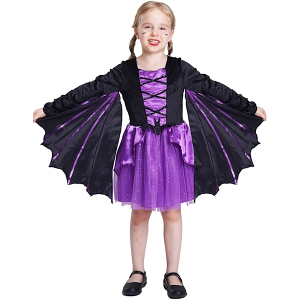 Jentekostyme Halloween Hexe Deluxe Vinger Rollespill for barn, karneval 3-10 år 7-8 ans