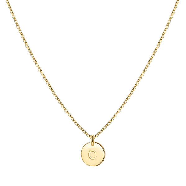 Justerbart Snyggt Initialhänge Halsband Bokstav Guldkedja Halsband Mode Disk Halsband Handgjord Gåva för Par null - C