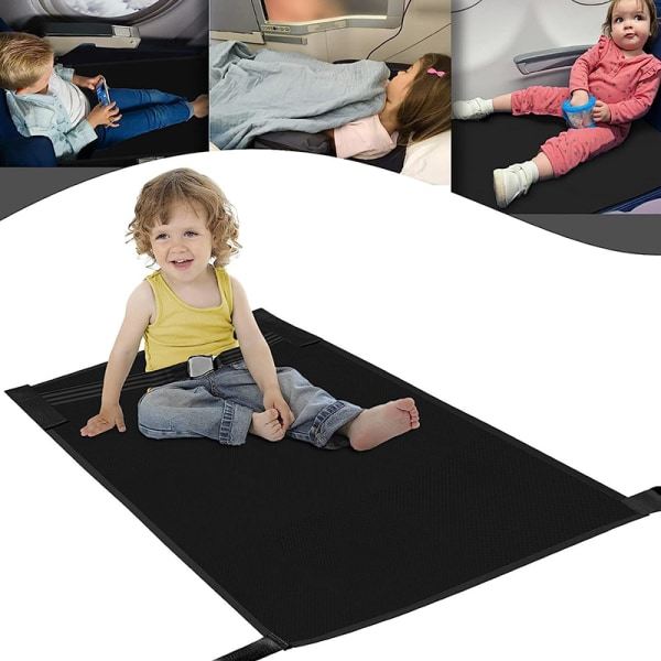 Resebädd för barn, Flygplansäng, Babysäng, Bärbar resesäng, Fotstöd, Svart, A4 Black A4
