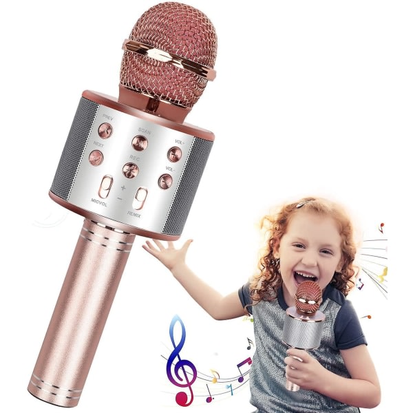 Mikrofon, Trådlös Bluetooth Karaoke Mikrofon Barn, Bärbar 4-i-1 handhållen mikrofonmaskin, Hemma Ktv-spelare med högtalare och inspelning