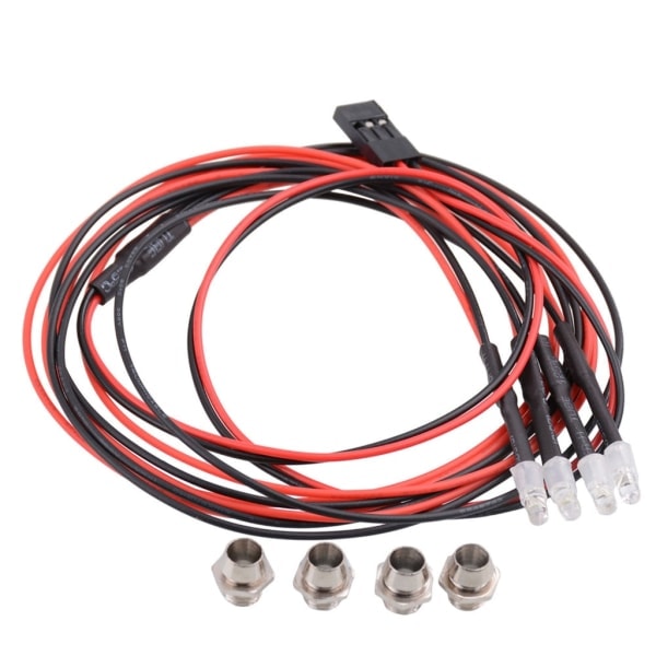 1/24 RC LED-lys Axial Scx24 LED-lys SCX24 90081 AXI00002 Opgraderingsdele Rc Crawler LED-lyssæt 2 Hvid 2 Rød 3 mm
