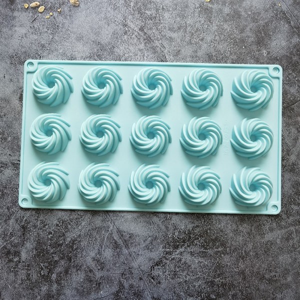 15 Hull Spiral Silikonform Mousse Dessert Baking Blå onesize