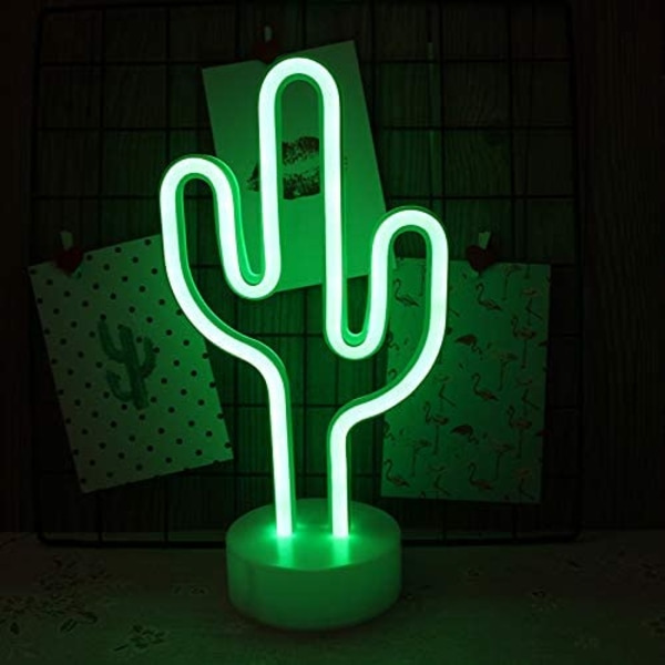 Kaktus Neon-kyltti Yövalolamppu Pidikepohjalla Koristeellinen Ma