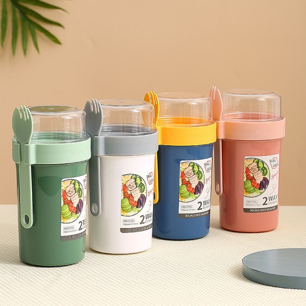 Frokost Havregryn korn frokostblanding nøtter yoghurt salat kopp tetningsbeholder Grønn 790ml