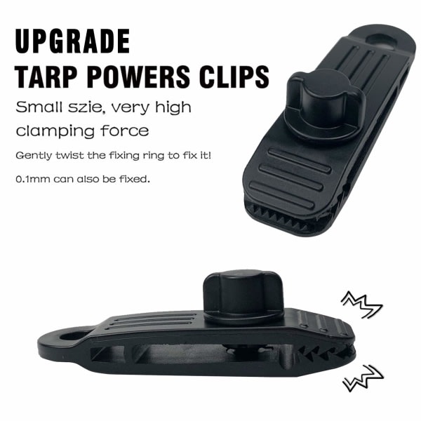 Starka presenningklämmor, vindtäta clips för markiser, camping, husvagnar, bilöverdrag, poolöverdrag (10+10 st)