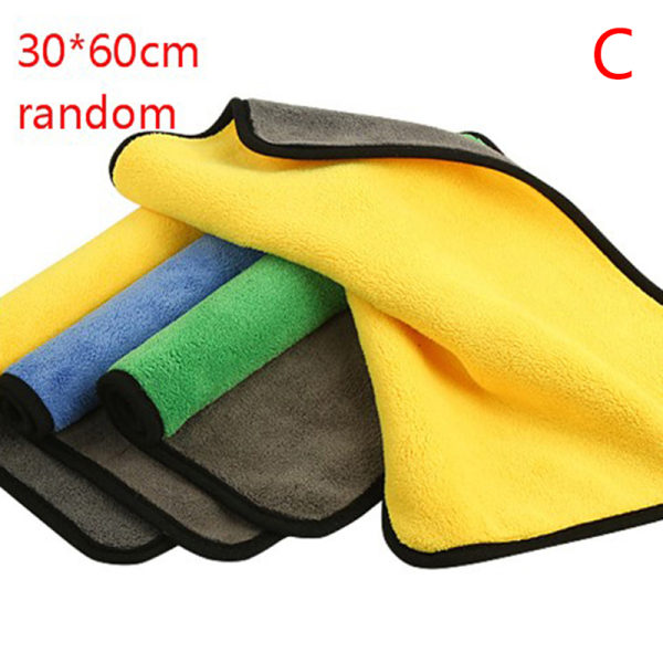 Kaksisuuntainen paksu käsipyyhe koralli fleece superabsorbentti pyyhe auto C 30*60cm