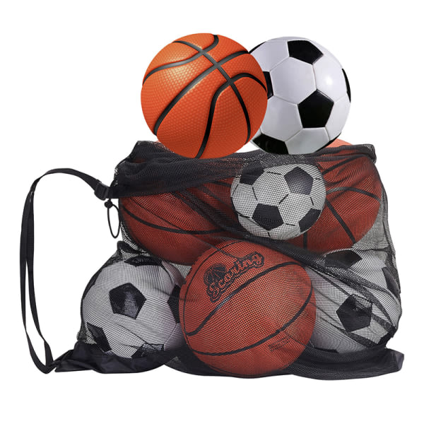 Nylon med stor kapacitet Nätväska Basket fotbollsleksaker Black L Black L