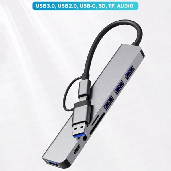 8-i-1-portar USB A Typ C Hub Dockningsstation 3.0