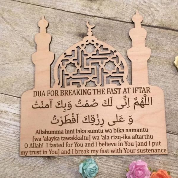 Ramadan Eid Mubarak -puinen riipus DIY-kransin koristeluun juhliin - E