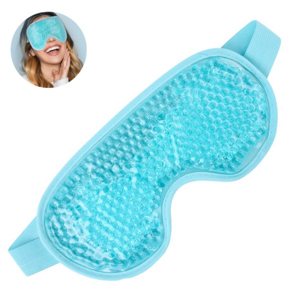 Ögonmaske, återanvändbar pärlor Ice Pack, Hot Cold Therapy for Puffy Ey Sky blue