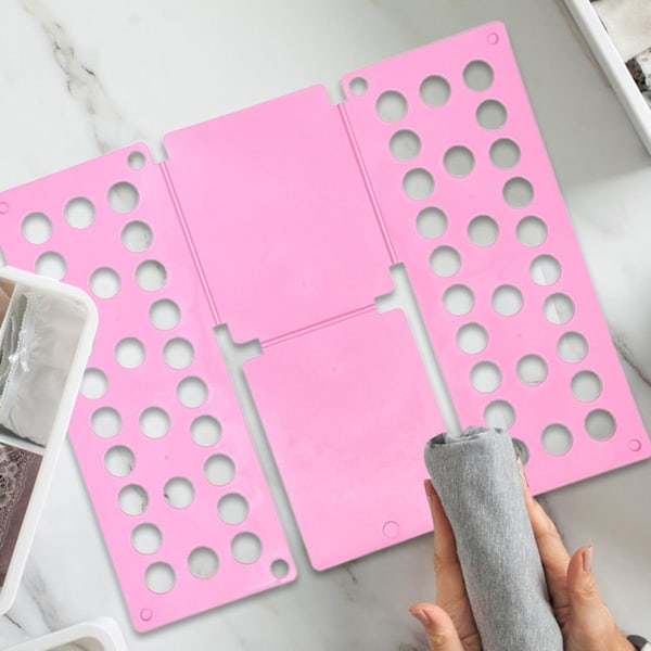 Skjortemappe, Klær Folding Board for Home Storage, Rask og morsom vaskeriarrangør, ABS Plastbrett for voksne og barn Rosa