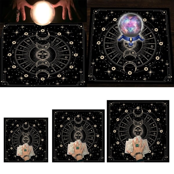 Tarot Bordsduk Rune Divinasjon Deksel Astrologi Orakler Brettspill Matte Firkant Form Pendel Alter Bordsduk 75x75cm