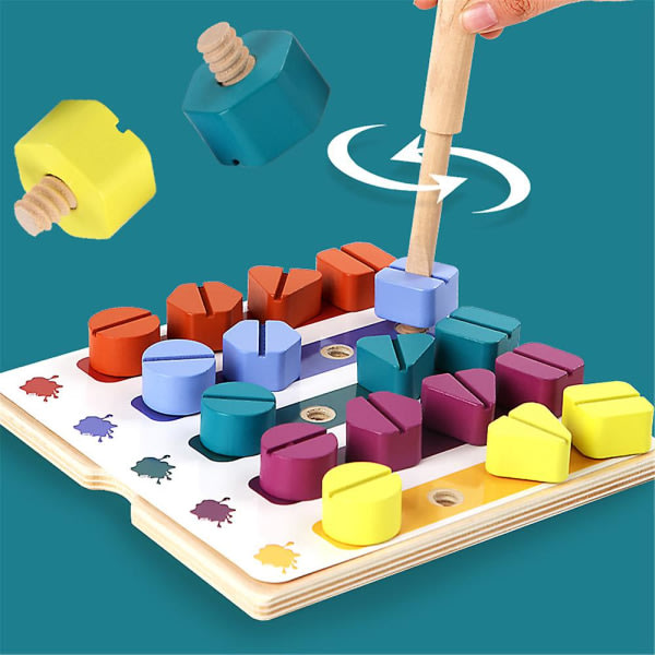 Småbarn Skruvmuttrar Former och färger Matchande leksaker Finmotorik Pedagogiska inlärningsleksaker