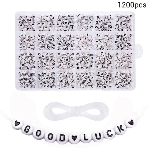 1200 st Vita pärlor med bokstäver 7 mm akryl alfabetpärlor A-z pärlor för gör-det-själv smycken att göra halsband Armband handgjord present