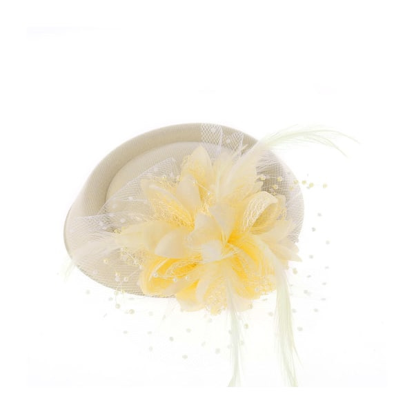 Hårtillbehör Mode Sexig Kvinnor Fascinator Cocktail Tea Party Hatt Bröllop Kyrka Huvudbonad Med Slöja Blomma Fjäder Beige