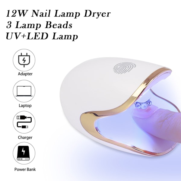 12W Mini UV LED Nagellampa Portable Polish Curing Gel Torktumlare Ligh
