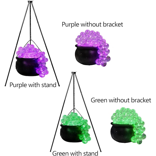 Svart Häxkittel Dekoration, Stor Godis Hink med Lila Ljus för Halloween (Utan Fäste) Purple without mount