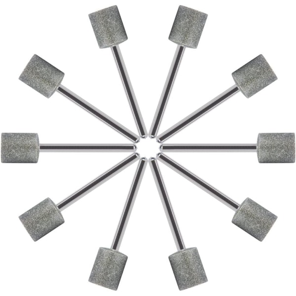 - 10 x 3 mm diamantbelagda cylindriska fästpunkter - Slippad spets - Yhteensopiva roterande verktyg av Dremel-typ