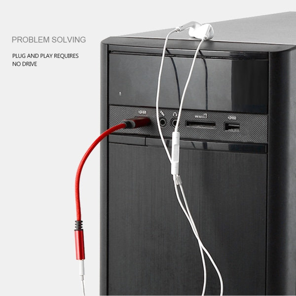 2 i 1 USB til 3,5 mm hovedtelefonkabeladapter USB han til 3,5 AUX lyd hun-stik til Apple for Beats hovedtelefonadapter Sort 20cm Black 20cm