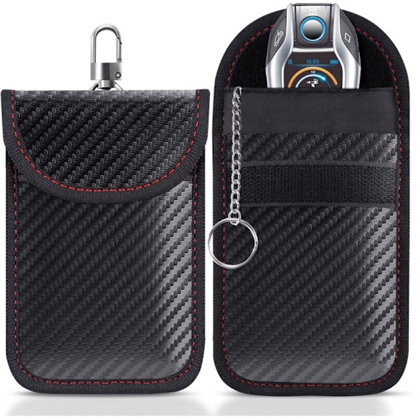 RFID-blocker Bilnyckelfodral Set om 2, Kolfiber NFC Stöldskydd
