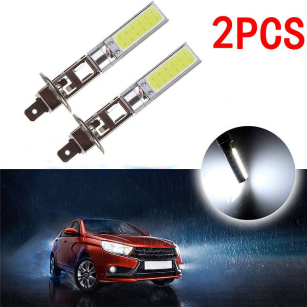 2ST H1 COB LED Auto Dimljus Strålkastare DRL