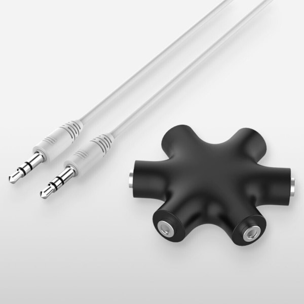 3,5 mm aux-stik Multi-hovedtelefoner Headset Hovedtelefoner Audio Splitter Adapter 5-vejs Sort Black