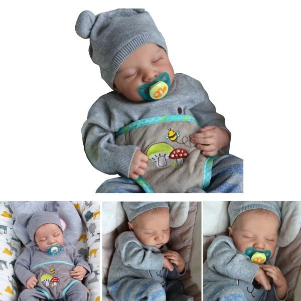 Realism Babydocka Nyfödd Reborns Dockor 18 Tum 18 In Livslik Babydocka Babydocka Kläder Set Sovande Nyfödd Baby Grön - B