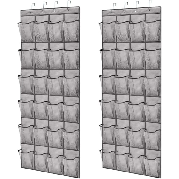 Kengän säilytyspussi seinäkiinnitettävä oven taakse vaatekaappiin kengän ripustustelina järjestäjä tilaa säästävä tarvikkeiden pussi grey 24 grid