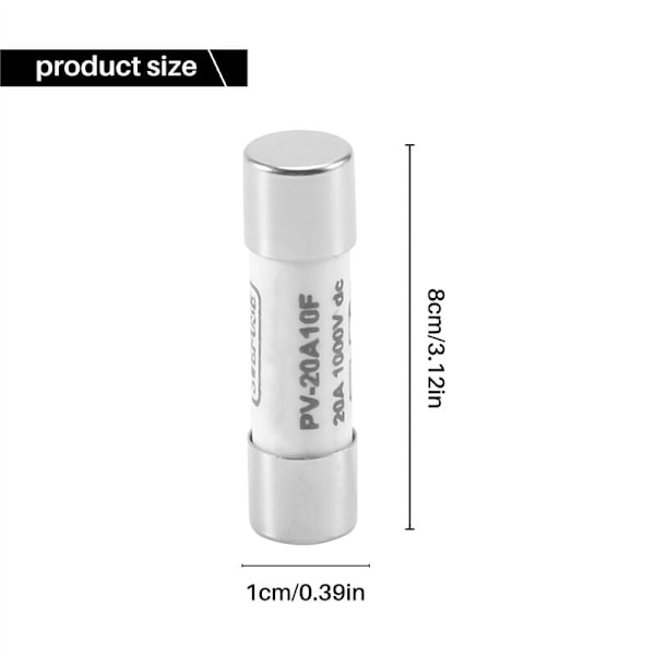20A 1000V Solarsäkring, 10-pack, Explosionssäker Silver