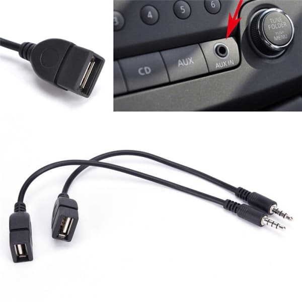 3,5 mm hann AUX til USB 2.0 hunn adapterkabel Co