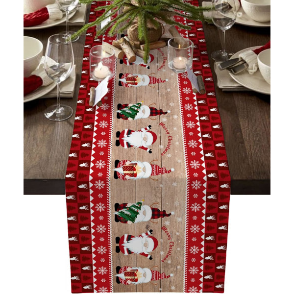 Julbordslöpare, rustik röd pläd jultomtebordslöpare for födelsedagsfest Festligt køkken Matbord Heminredning, 13x70in(B)