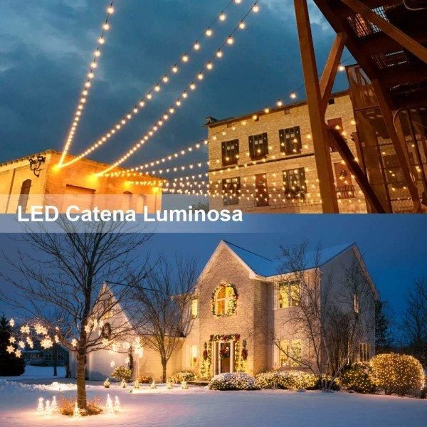 Lyslenke, Chenci 10 Meter 100 LED, Varmt Hvit, 8 Varme Lysmodus, Innredning Stue, Soverom, Hage, Balkong, Terrasse