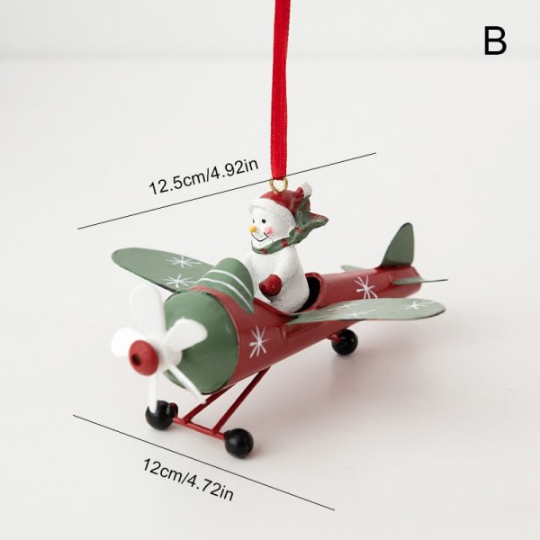 Retro järn julhänge Santa Claus flygplan julgran B