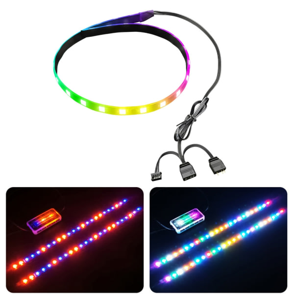 40cm Magnetic RGB LED Backlit Strip Light with 4Pin Connector Header 5V 3Pin Digital Light Lamp Lighting for Computer