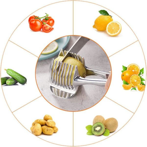 Tomatskärare, Citronskärare, Multifunktionsverktyg för Fruktskärare, Handhållen Rund Frukttång, Lökhållare, Grönsaksskärare