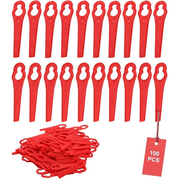 100 Muovista Vaihtoterää Trimmeriin - Punainen, Yhteensopiva FRT18A, FRT18A1, Kunst 46155, FRT20A1 Kanssa