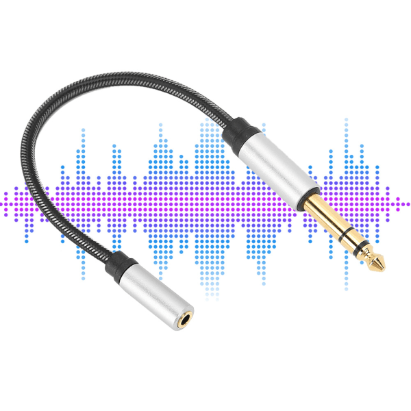 6,5 han til 3,5 hun fjederlydkabel aluminiumlegering AUX3,5 mm forlængerledning til hovedtelefoner 3,5 hun til 6,5 han 0,15M