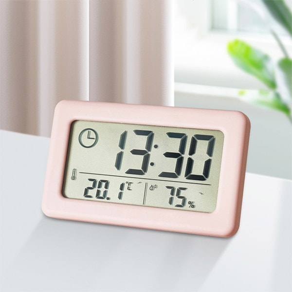 Digital väckarklocka Termometer Hygrometer Mätare Elektronisk fuktighetsmätare Svart