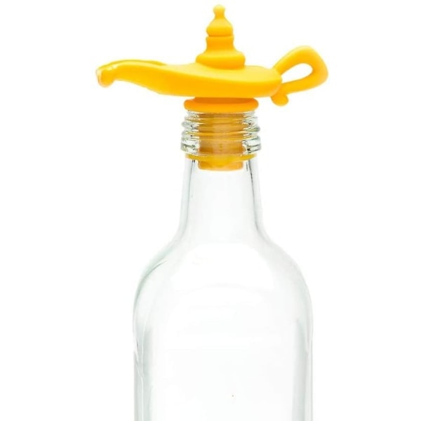 Design | Silikon vinflaskeholder og -propp, gul, 8 X 9 X 4,5 cm
