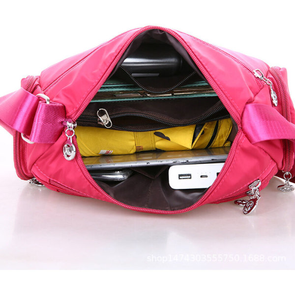 Handväska dam handväska tvättbar nylon lätt och elegant axelväska vattentät väska 1st (svart)
